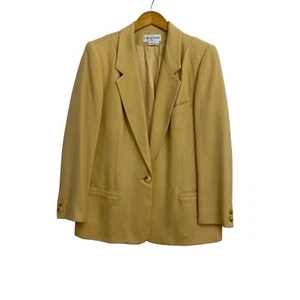 Casual Corner Merino Wool Blazer Womens Plus Size 14 Gold Beige Yellow Coat - Picture 1 of 11