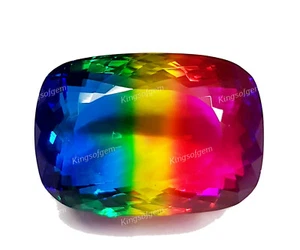 83 Ct Doublet Glass Stone Multi Color Tourmaline Cushion Stone Loose Gemstone - Picture 1 of 6