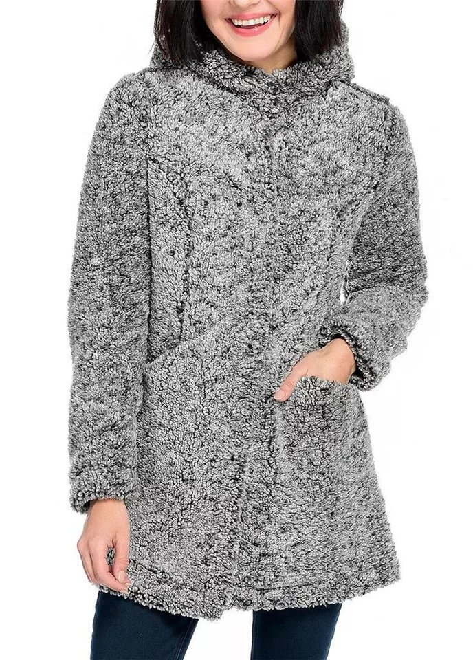 NUEVO - Chaqueta CoffeeShop Imitación Sherpa Con Capucha Frontal A Presión 2 Bolsillos Foto 1 de 1