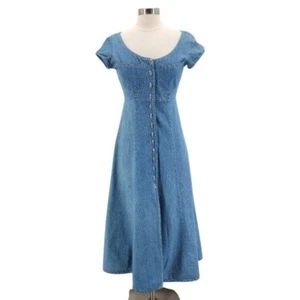Vintage Next Era Juniors 7 Dress Denim Jean Western Fit and Flare Button 1990s - Picture 1 of 9
