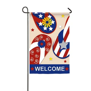 Patriotic Flip Flop Welcome Double Sided Applique Garden Flag - Picture 1 of 1