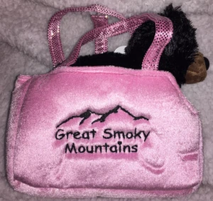 Tolle Smoky Mountains rosa Handtasche & Schwarzbär NEU 7" weich flauschig ausgefallen Freunde - Bild 1 von 11
