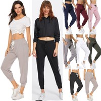 Women Joggers Track Pant Yoga Leggings Pocket Sport Trousers Jogging Sweat Pants