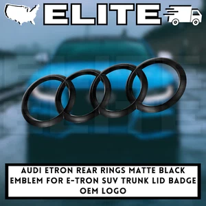 Audi etron Rear Rings Matte Black Emblem for E-TRON SUV Trunk Lid Badge OEM Logo - Bild 1 von 1