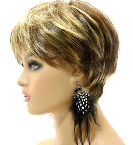 Handcrafted Genuine Real Feathered Earrings. Black, Natural w/White accents. - Picture 1 of 6