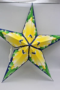 2 pc lot Yellow Green Blue Paper Star Party Light Lanterns Wedding Home Hanging - Picture 1 of 10
