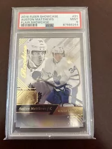 2016-17 fleer showcase Auston Matthews rc Flair Showcase #21  PSA 9 - Picture 1 of 2