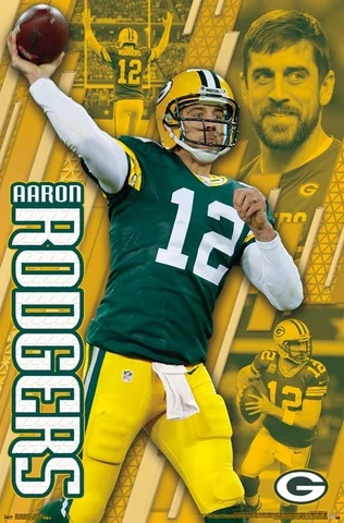 AARON RODGERS Green Bay Packers Quarterback NFL Football Action 22x34 POSTER Cover
