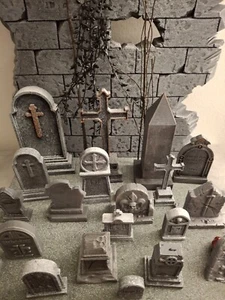 DIORAMA TOMBSTONE SET OF 20 MARVEL LEGENDS MEZCO NECA MYTHIC LEGIONS PROPS 1/12 - Picture 1 of 9