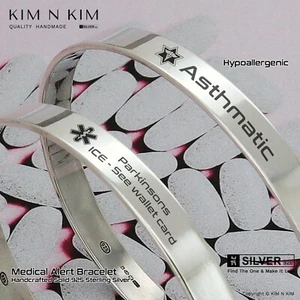 Hypoallergenic Medical Alert Bracelet✔️Solid 925 Sterling Silver✔️Free Engraving - Picture 1 of 12