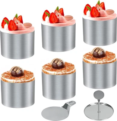 6 Stück Dessertringe, 8cm Runde Speiseringe Kuchenring Tortenring Set Edelstahl - Bild 1 von 4