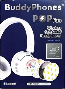 BuddyPhones Bluetooth Wireless Kids Headphones with Microphone - White - Picture 1 of 5