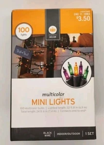 Green Orange Purple 100 Mini Lights Black Wire 22ft 8in Indoor/Outdoor - Picture 1 of 3