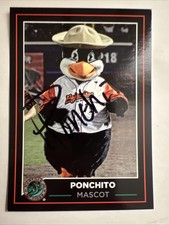 Signed 2019 Norfolk Tides Choice #45 Mascot Ponchito NM Baseball Card Autograph
