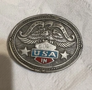 Born in the USA  Live to ride Bikers Southwestern Turquoise & coral belt buckle - Picture 1 of 3