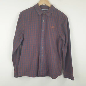 Weird Fish Shirt Mens Medium Red Blue Striped Boho Indie Casual Button Up - Picture 1 of 10