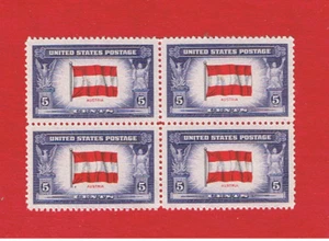 #909 MNH OG block of 4 Poland Overrun Countries Free S/H - Picture 1 of 1