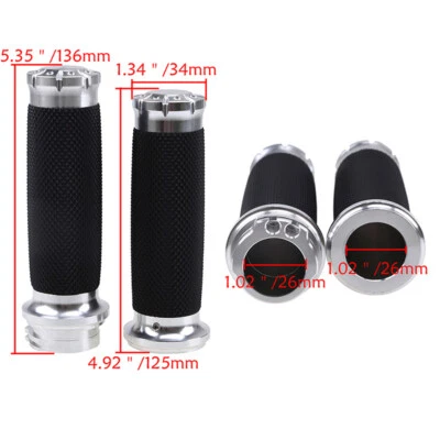 Pair Aluminum Rubber Motorcycle Hand Grip HandleBar  Motocross Street Bike New - Image 1 of 4