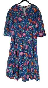 Madison Mathews Pawley Tiered Midi Dress Size Large 100% Cotton Pockets - Picture 1 of 3