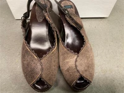 MERE WOMEN'S LACE LINED PEEP TOE STRAP BACK 3 INCH HEEL SHOES SIZE 7 NOS - Image 1 of 4