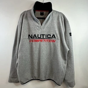 Vintage 90s Nautica Competition Spell Out 1/4 Zip Fleece Sweatshirt Mens XL USA - Picture 1 of 13