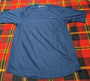 Vintage Y2k NIKE Embroidered Swoosh Navy/Silver Tag Sports T-Shirt Men's Sz M - Picture 1 of 5
