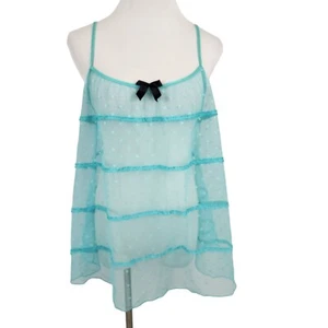 Victoria's Secret Women's Large Sexy Little Things Sheer Babydoll Top Blue Lace - Picture 1 of 10