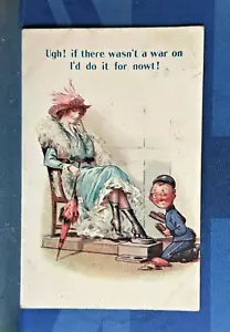 WW1 Bamforth Cómic Postal Zapato Shine Boy Medias de Seda SI NO FUE UNA GUERRA ON - Imagen 1 de 2