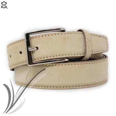 PRODOTTO ARTIGIANALE Cintura beige di pelle scamosciata cinta camoscio artigianale da uomo donna