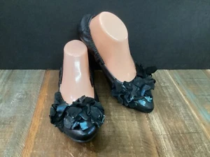 Women’s Papucei Slip On pointy toe ballet Flats shoes black Leather sz 40/9 - Picture 1 of 12