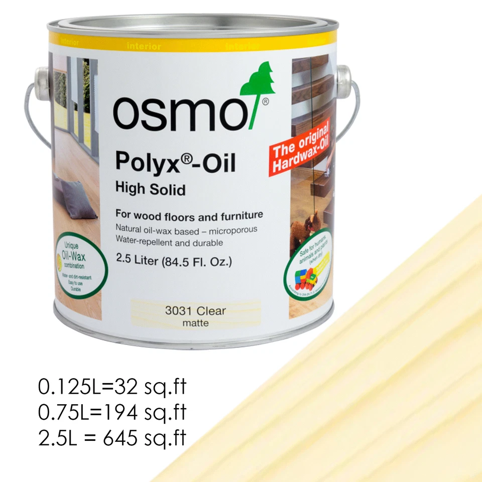 OSMO 3031 Polyx Oil CLEAR MATTE Wax Interior Water Repellent Wood Finish