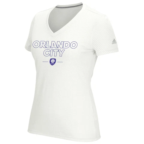 Orlando City SC MLS Adidas Women's White Climacool Aeroknit Performance T-Shirt Cover