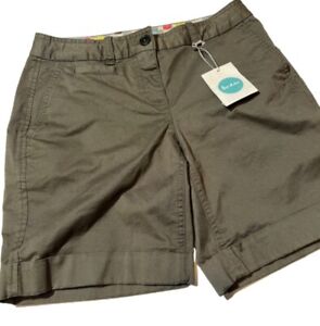 Boden Khaki Green Cuffed Hem Bermuda Shorts Size 4 PETITE New with Tags