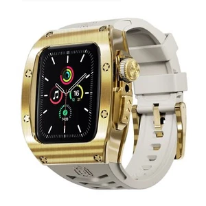 Funda de carcasa de metal con correa de silicona para Apple Watch Series 9 8 7 45 / SE 6 5 4 44 - Imagen 1 de 10