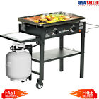 Grill 2 Burner Fuelled Rear Grease Manageme Flat Top Gas Outdoor Fold Removable