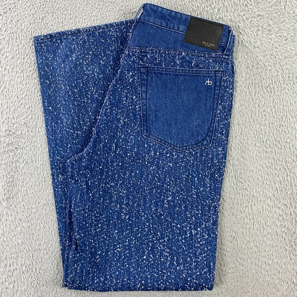 rag and bone Logan Mid Rise Wide Leg Jeans size 28 FITS 31 Midtweed Denim Blue - Image 1 of 4