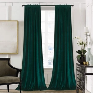 Teal Green Velvet Curtains Room Darkening Curtains for Living Room,Thermal In... - Picture 1 of 6