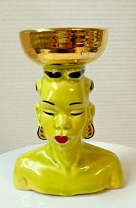 Vtg MCM Gilded Nubian African Woman Head Vase 1950's Joan Lea Creation - Picture 1 of 6