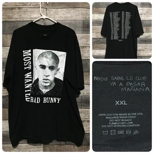 T-shirt Bad Bunny Most Wanted 2024 tour USA concerto taglia XXL nera manica corta - Foto 1 di 8