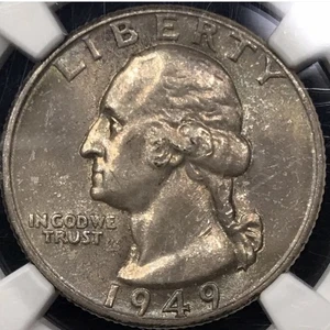 1949 Silver Washington Quarter Ngc Ms63 Toning - Picture 1 of 12