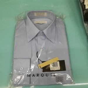 Marquis Men's Long Sleeve Regular Fit Dress Shirt 14.5 32-33 Blue Free Shipping - Picture 1 of 8