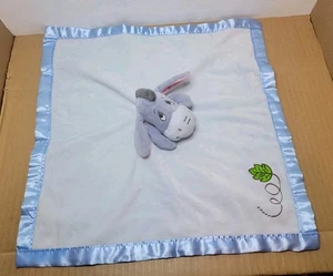 Disney Winnie the Pooh Blue Eeyore 15" Lovey Baby Security Blanket Satin Finish - Picture 1 of 7