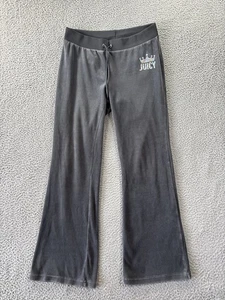 Juicy Couture Velour Hose Damen Medium Y2K grau Patte Druckknopftaschen Strass - Bild 1 von 13
