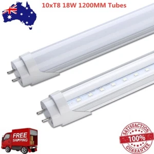 10x LED LIGHT TUBE T8 1.2M 18W 6500K CLEAR FROST FLUORESCENT WHITE BULB 120CM AU - Picture 1 of 4