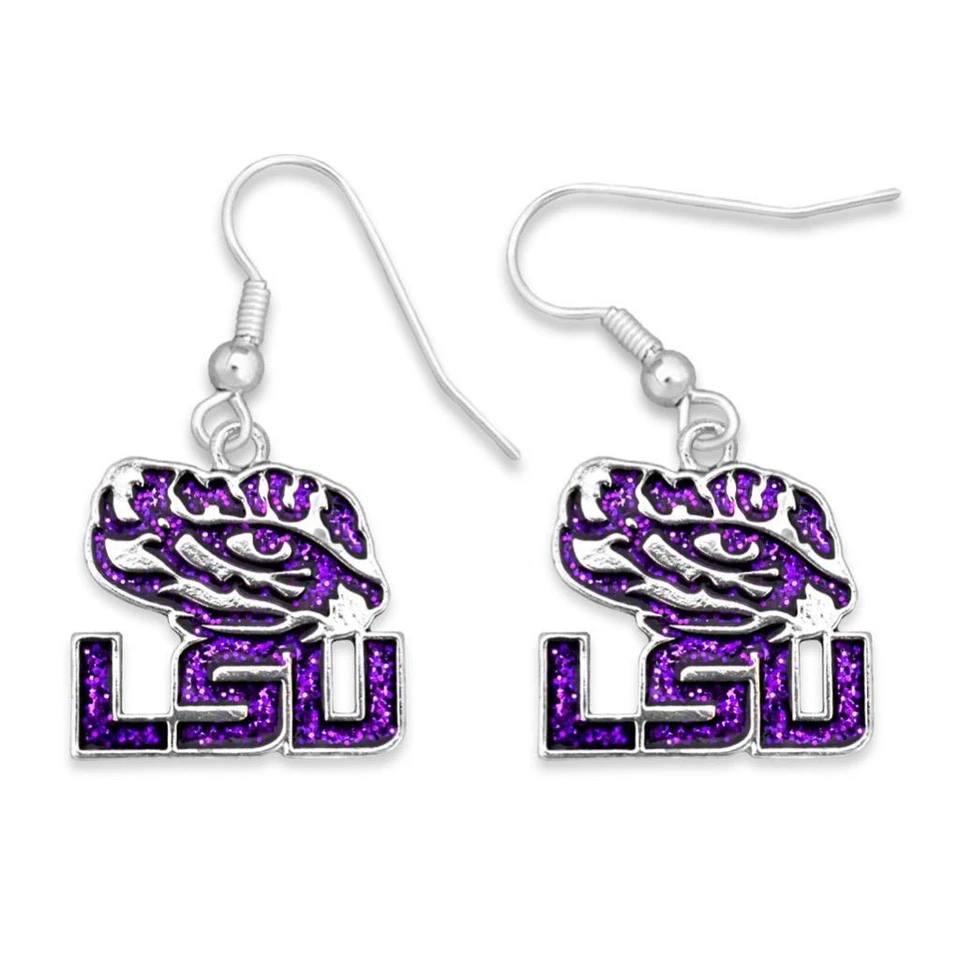 LSU Tigers Game Day Glitter Earrings Jewelry Gift Licensed - Image 1 of 1
