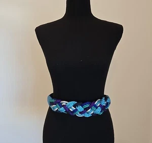 Vintage 80's Leather Shop Womens Belt Blue/ Purple/ Teal/ Silver Size M - Picture 1 of 7