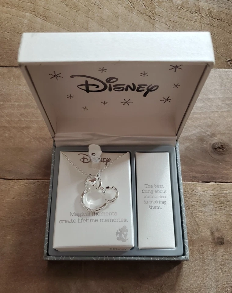 DISNEY MICKEY MOUSE SILVER TONE CRYSTAL RHINESTONE NECKLACE - Image 1 of 3