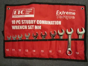 Stubby Short Midget Metric Combination CRV Wrench Set 10 - 19mm Extreme Torque  - Picture 1 of 2