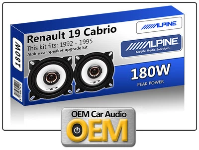 Renault 19 Cabrio Rear Panel speakers Alpine 4" 10cm car speaker kit 180W Max - Image 1 of 2