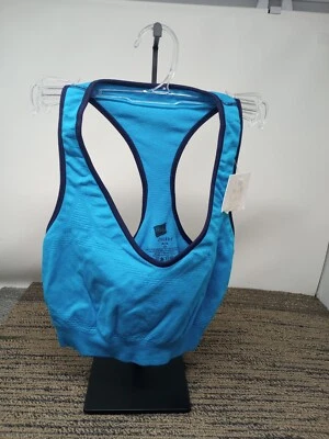 Hanes Medium Racerback Sports Bra JOGBRA Comfort Fit Seamless X-TEMP Blue NWT - Image 1 of 4
